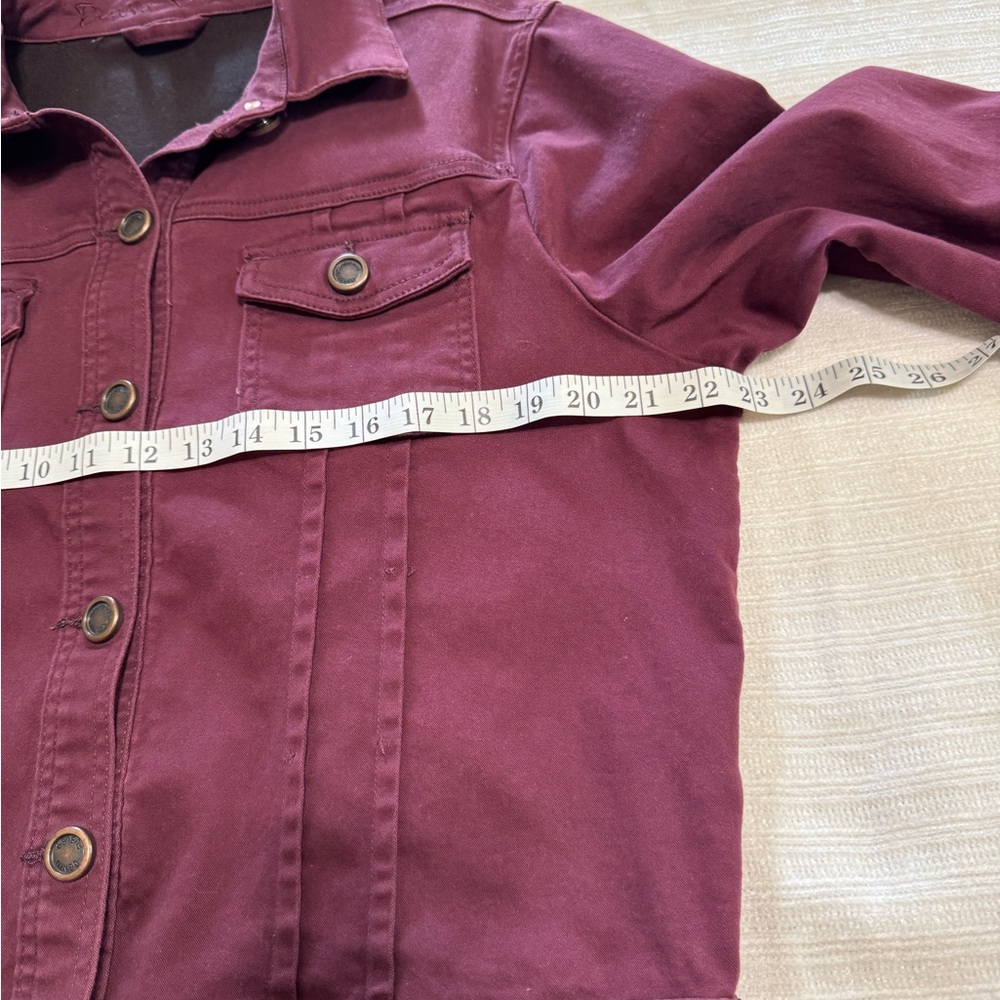 Denim Fueled Berry Plum Button-Front Jean Jacket - Picture 3 of 7